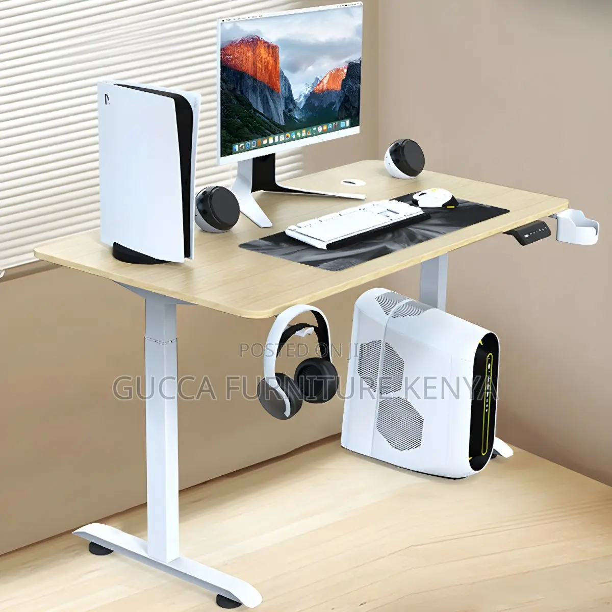 Office Tables: 160cm Standing Office Desk With Metal Legs