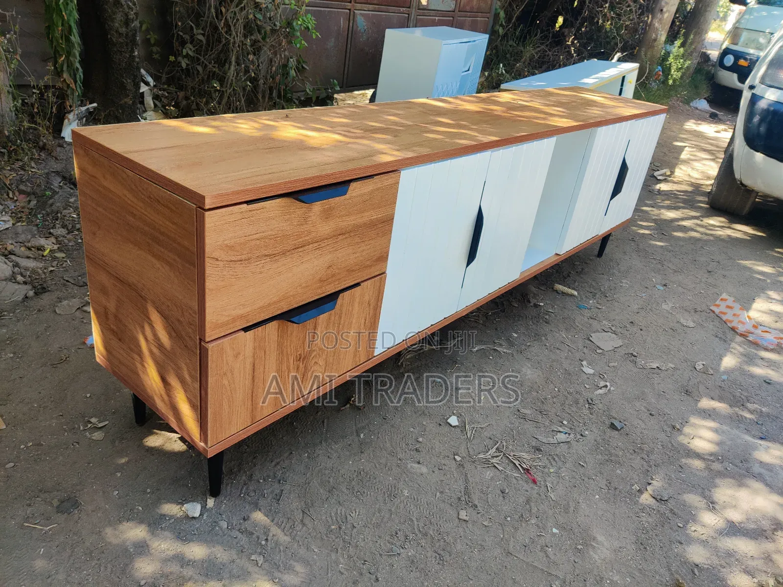 Black Natural Tv Stand 6ft