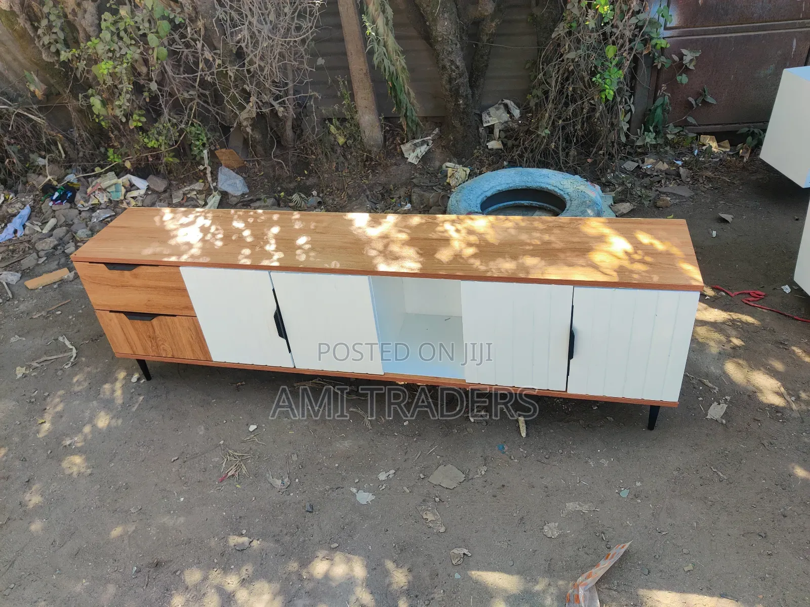 Black Natural Tv Stand 6ft