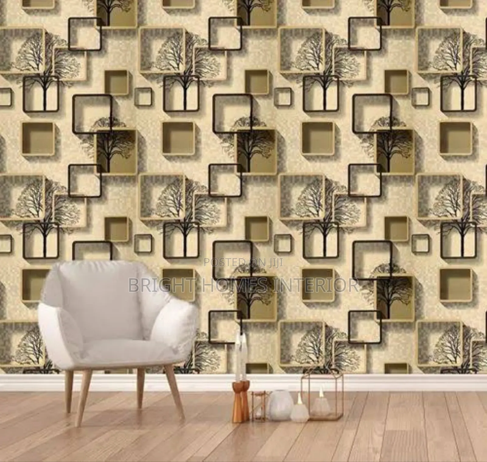 Cream 3d Wallpaper Available on Offer