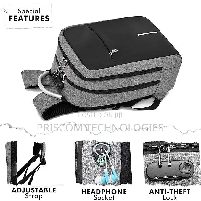 Men/Women Laptop Bag With Usb Charging Cable, Numeric Lock