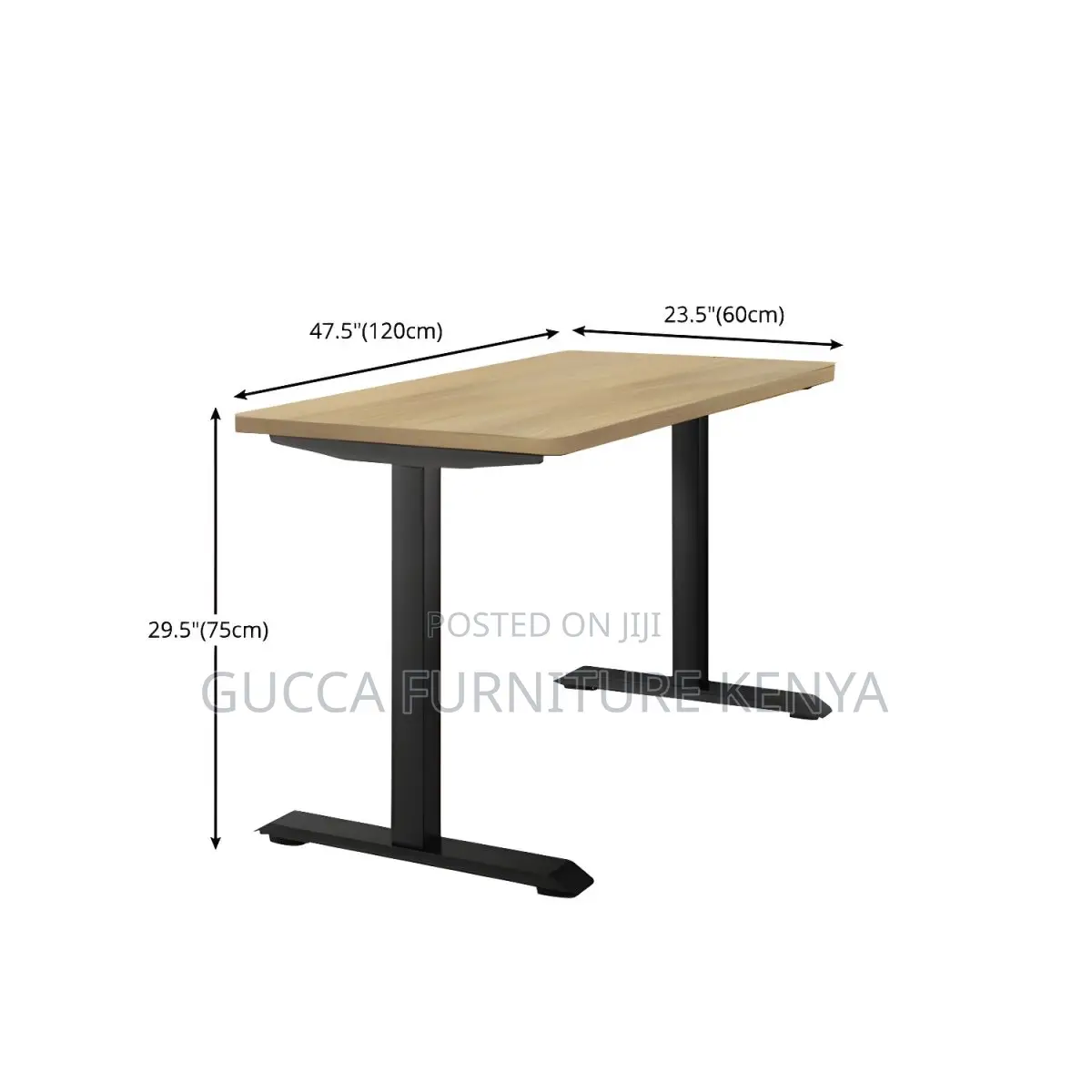 Office Tables:120cm Electric Natural Top T-Shape Base Desk