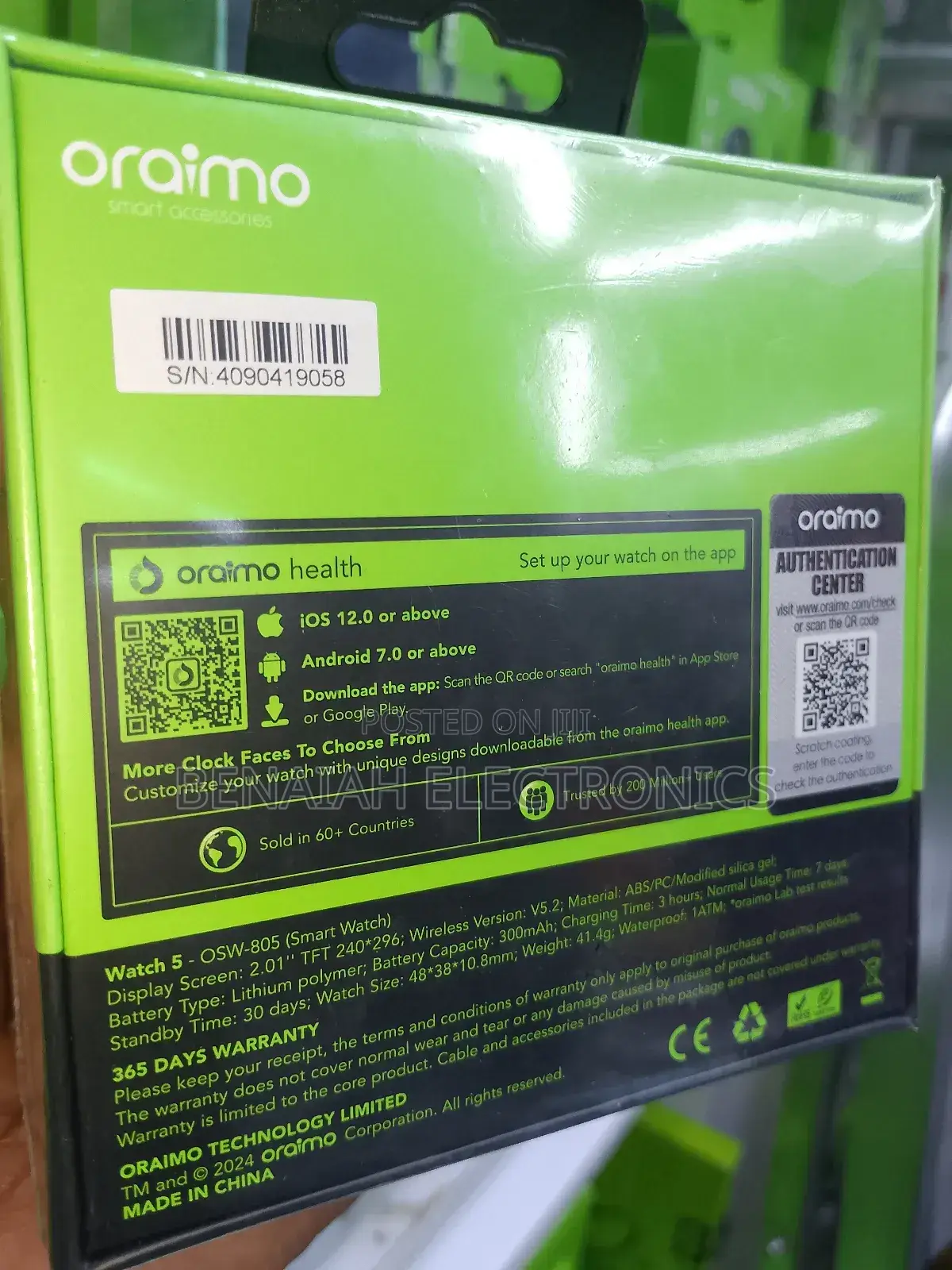 Smart Watch.Oraimo Smart Watch 5 .Osw-805