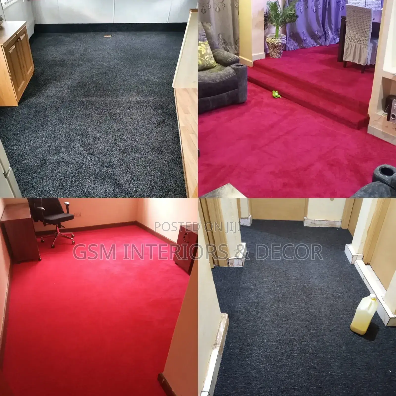 Wall to Wall Carpets Maroon and Charcoal Grey