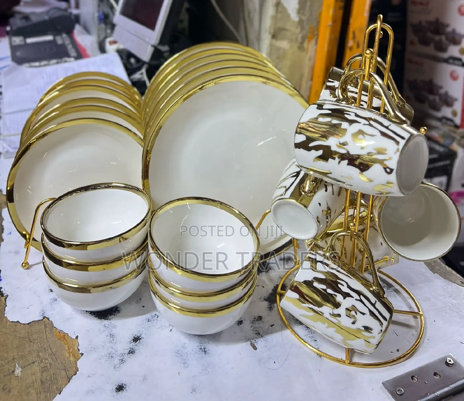 Dinner Set, 24pcs Dinner Set Golden