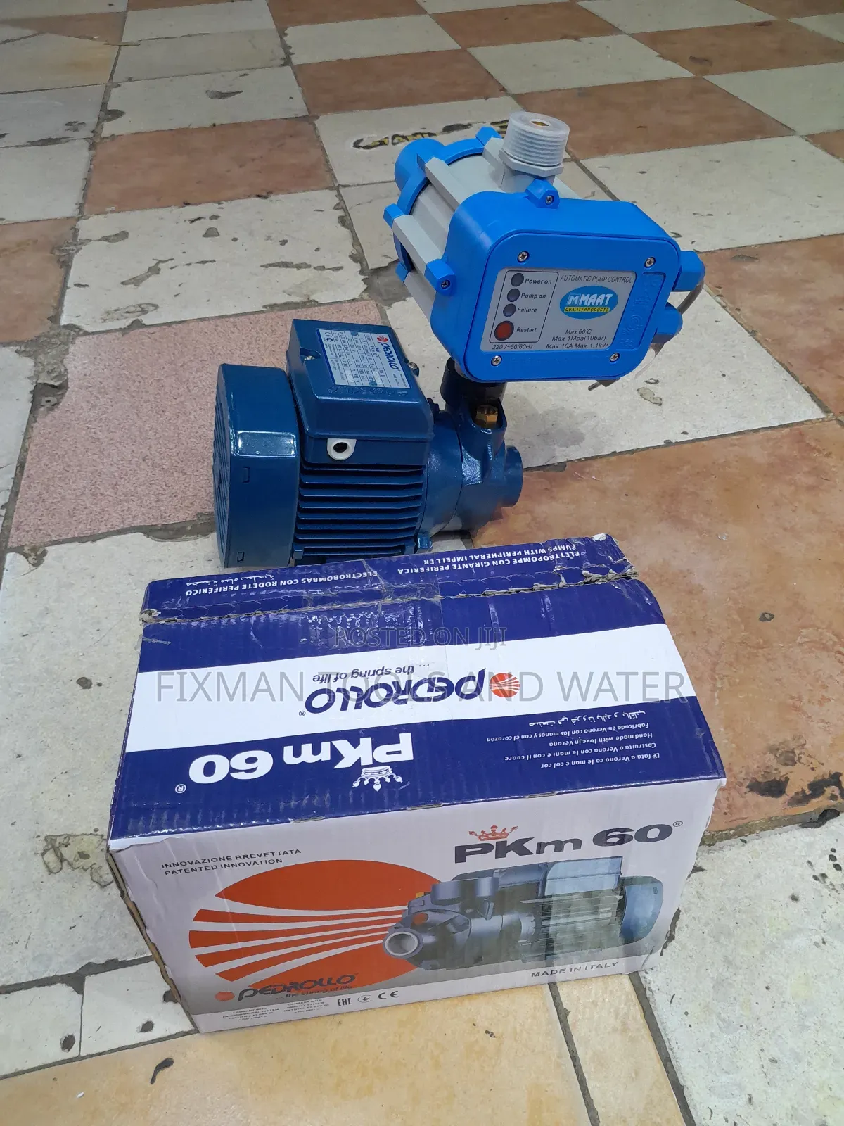 New Pedrollo Water Pump 0.5 Hp +Pressure Control Switch