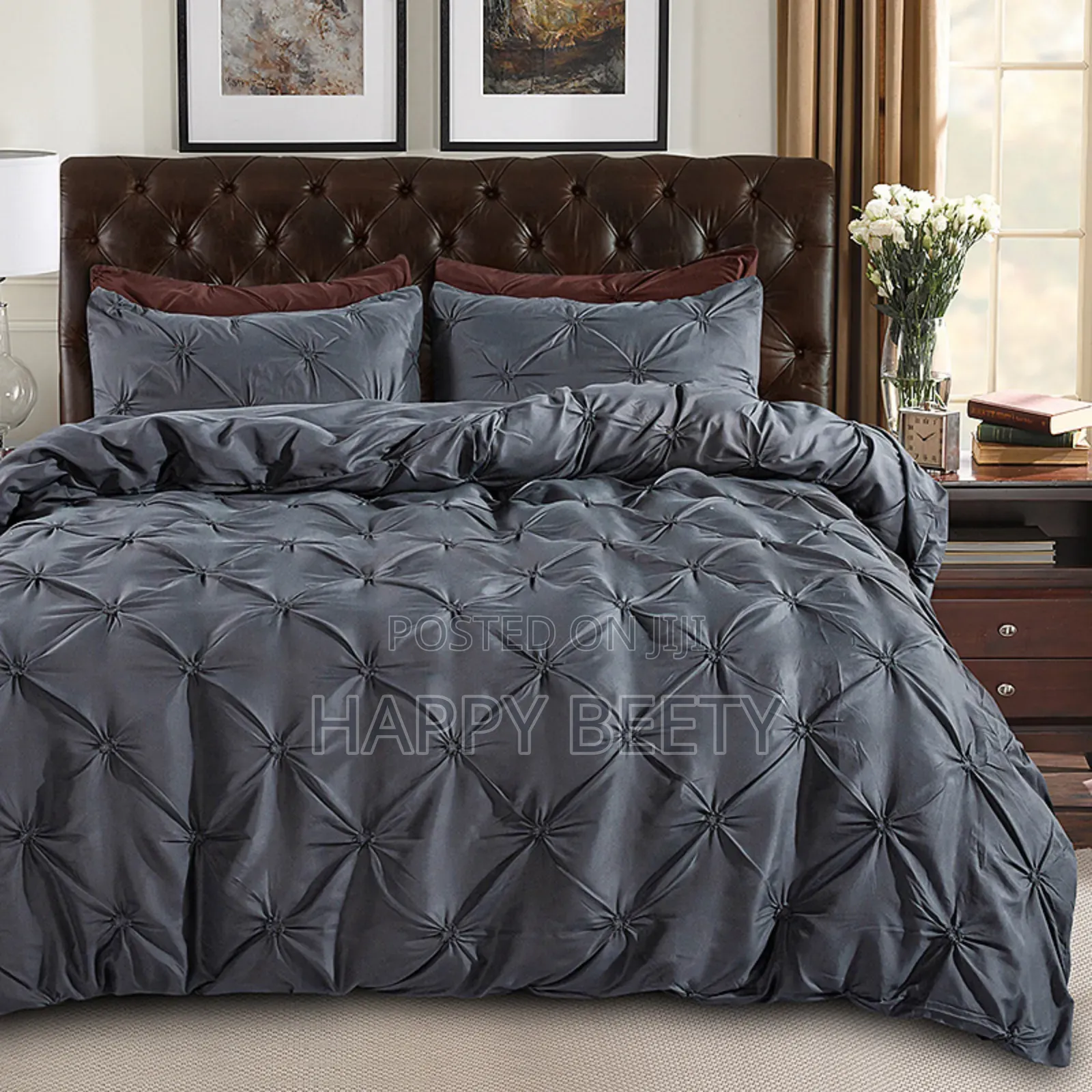 *3 PCS Pinch Pleat Pintuck Duvet Cover Set*