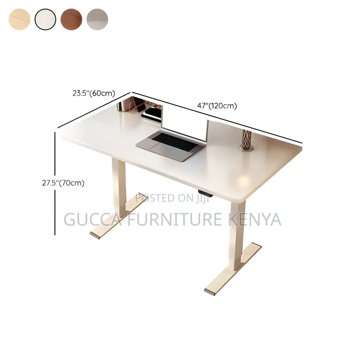 Office Tables:120cm Rectangular White Office Desk-Electric