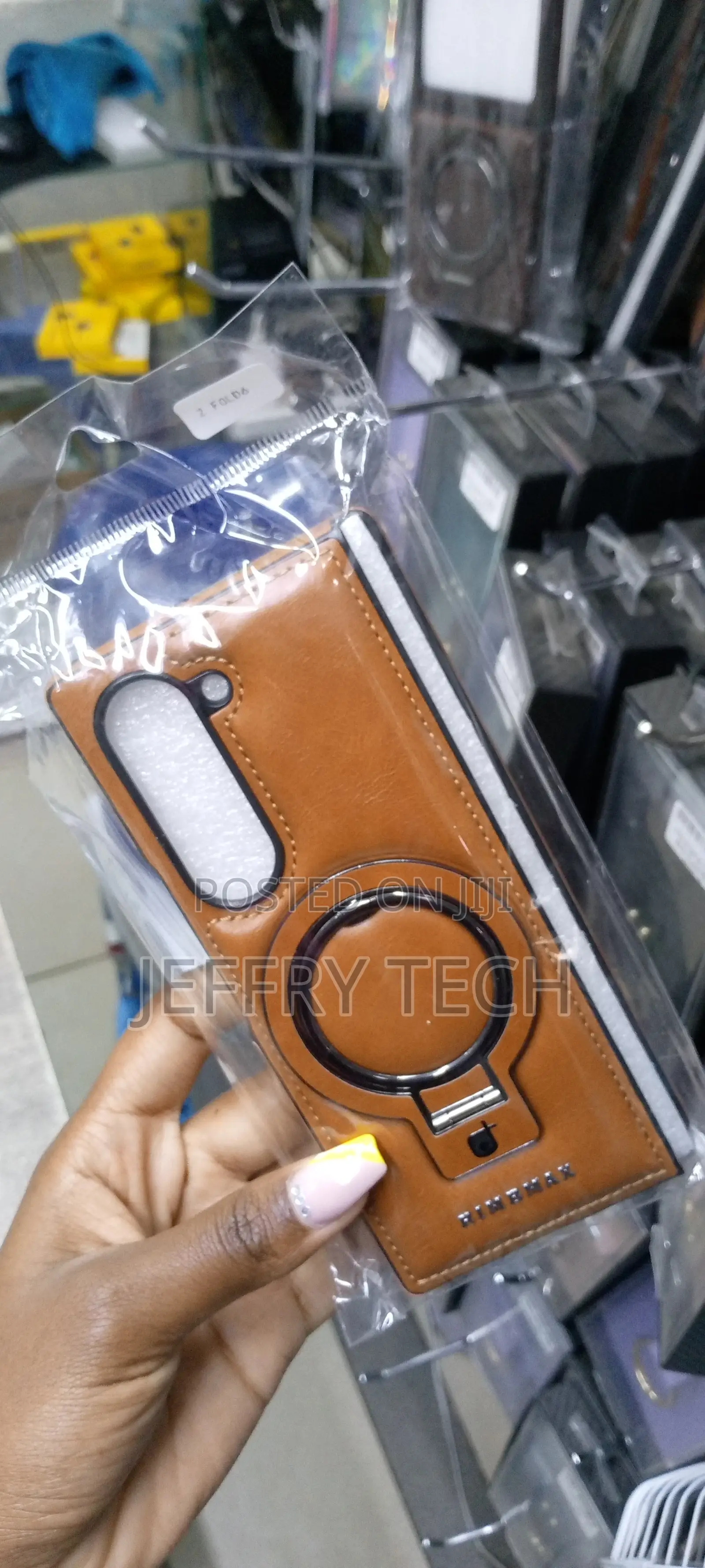 Z Fold 6 Pu Leather Case With 360° Magnetic Stand-Brown