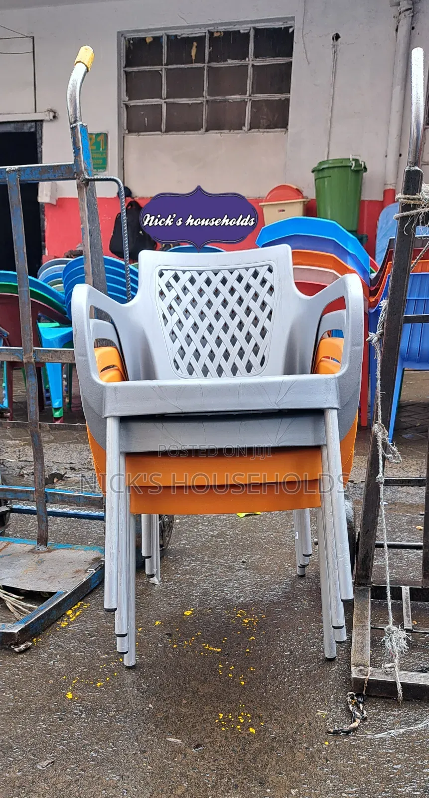 Restaurant Plastic Chair With Arms and Metal Silver Legs