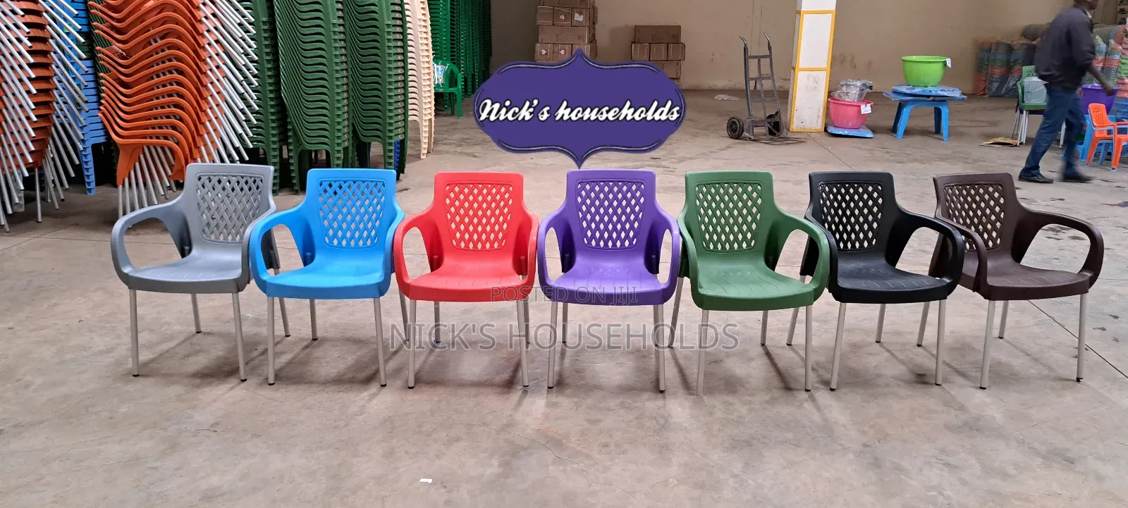Assorted Complast Plastic Chairs With Metal Tubing Legs