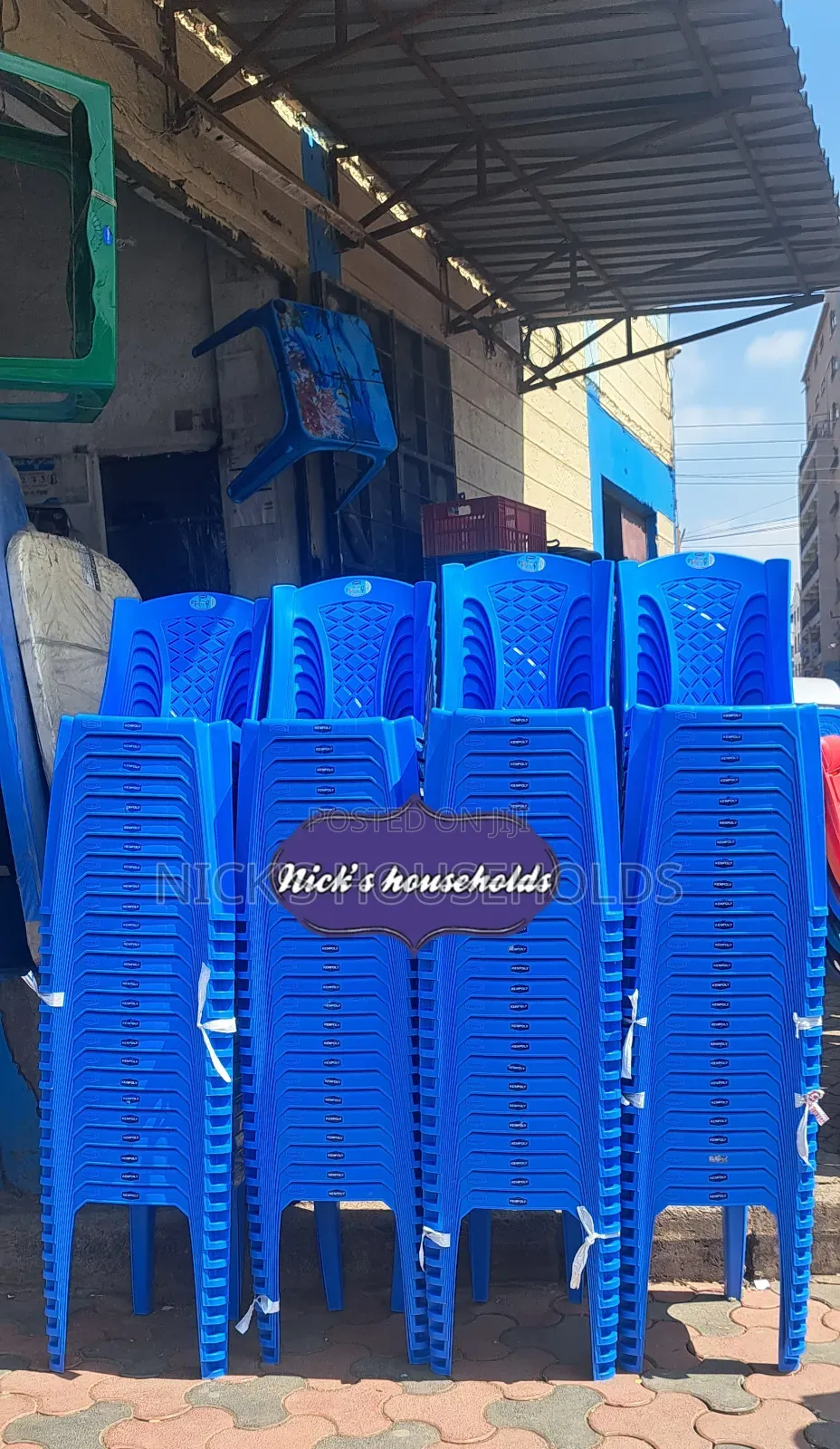 Blue Armless Plastic Chairs