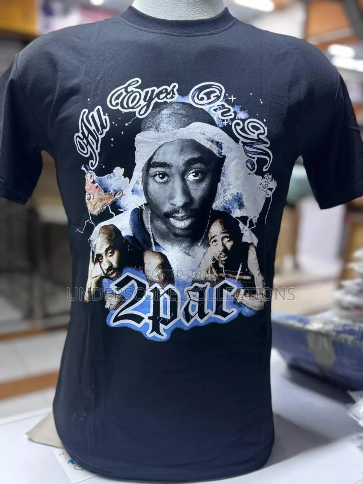 2 Pac Black Decorated Short Sleeved Men's T-Shirts
