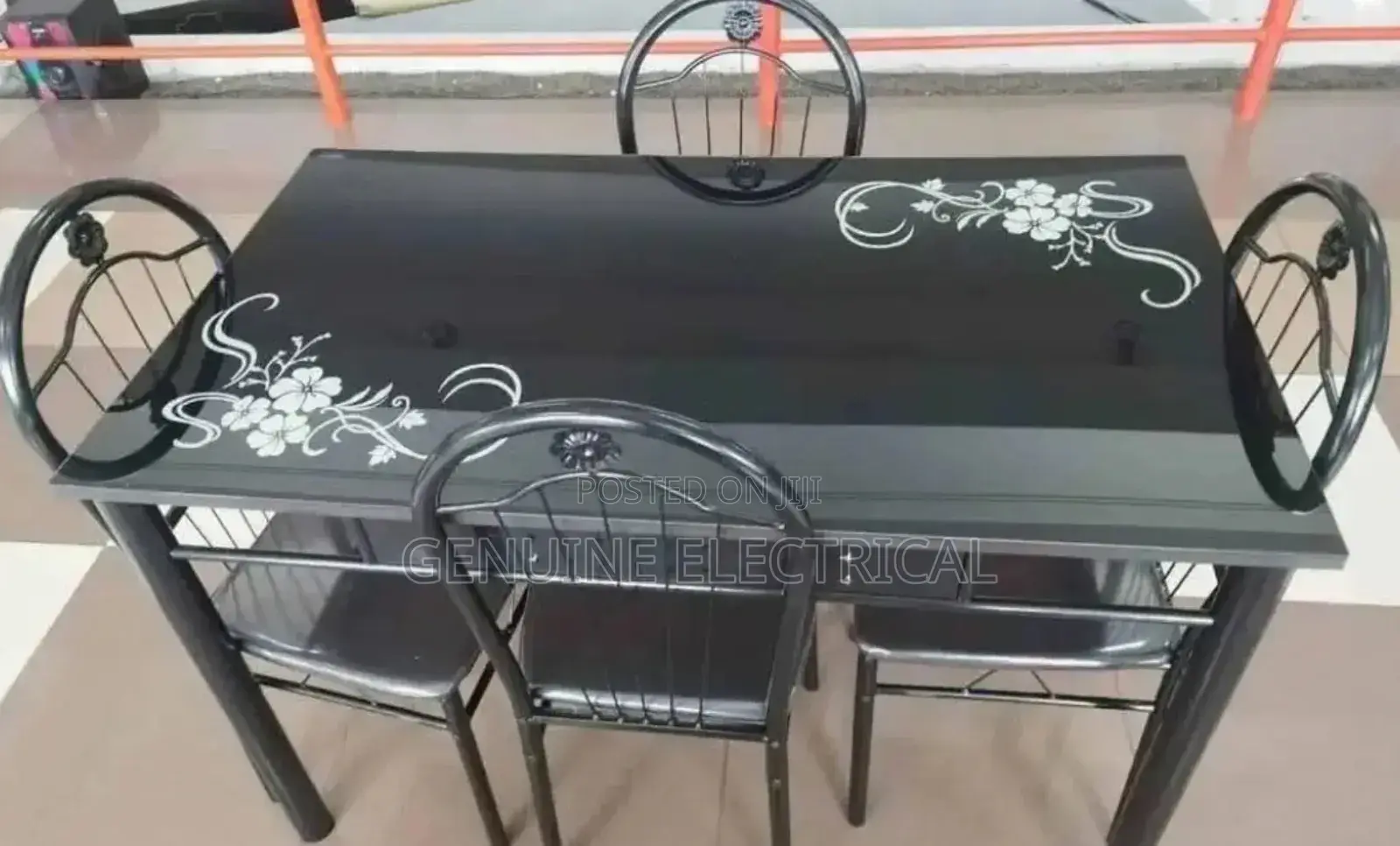 Black Four Seater Glass Dinning Table
