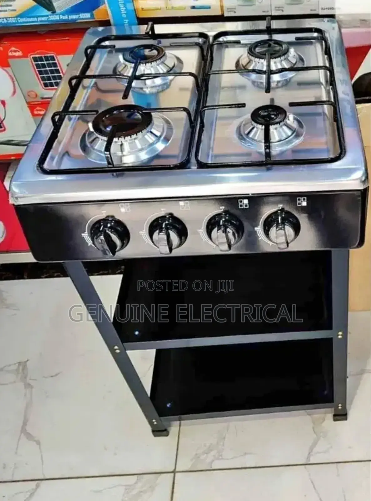 Ramtons Cooker 4 Burner Stainless Steel With Stand Rg/547