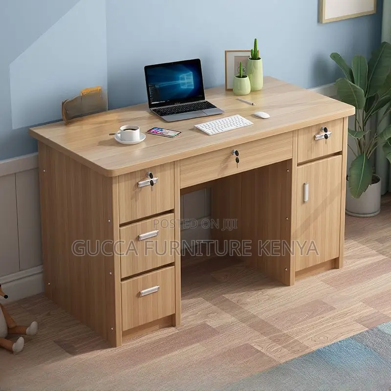 Office Tables: 140cm Work-From-Home Desk-Soft-Close Drawer
