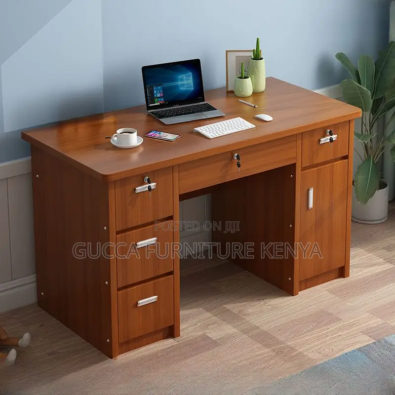 Office Tables: 140cm Work-From-Home Desk-Soft-Close Drawer