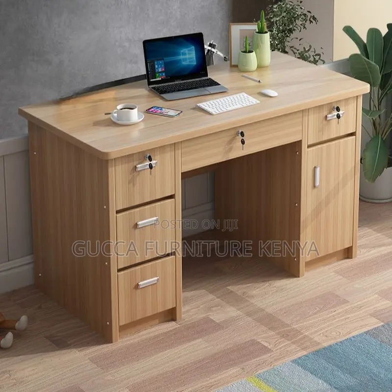 Office Tables: 140cm Work-From-Home Desk-Soft-Close Drawer