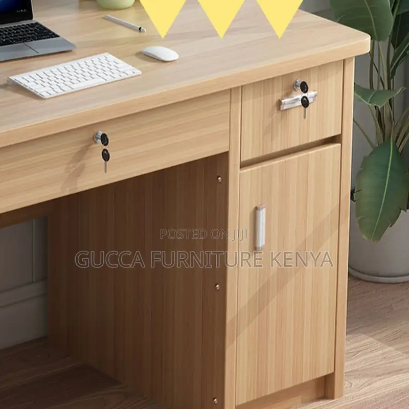 Office Tables: 140cm Work-From-Home Desk-Soft-Close Drawer