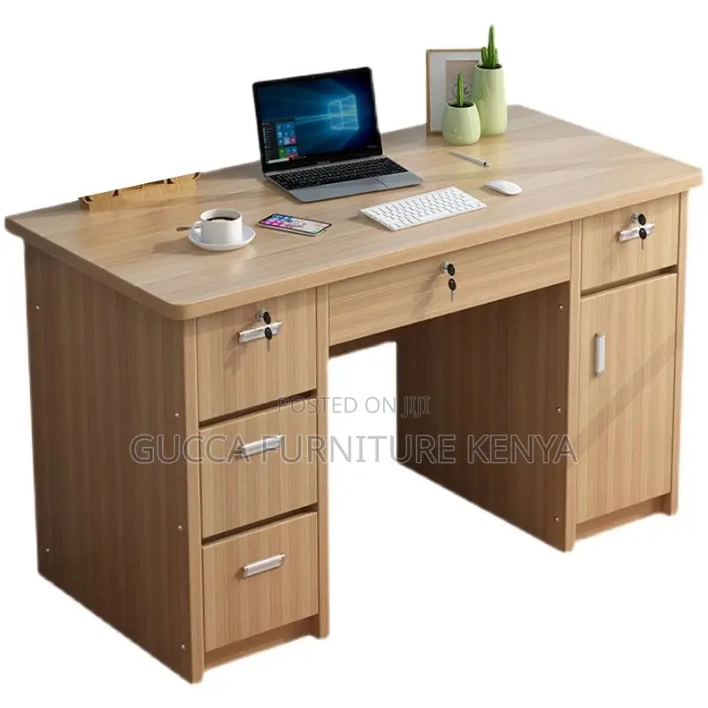 Office Tables: 140cm Work-From-Home Desk-Soft-Close Drawer