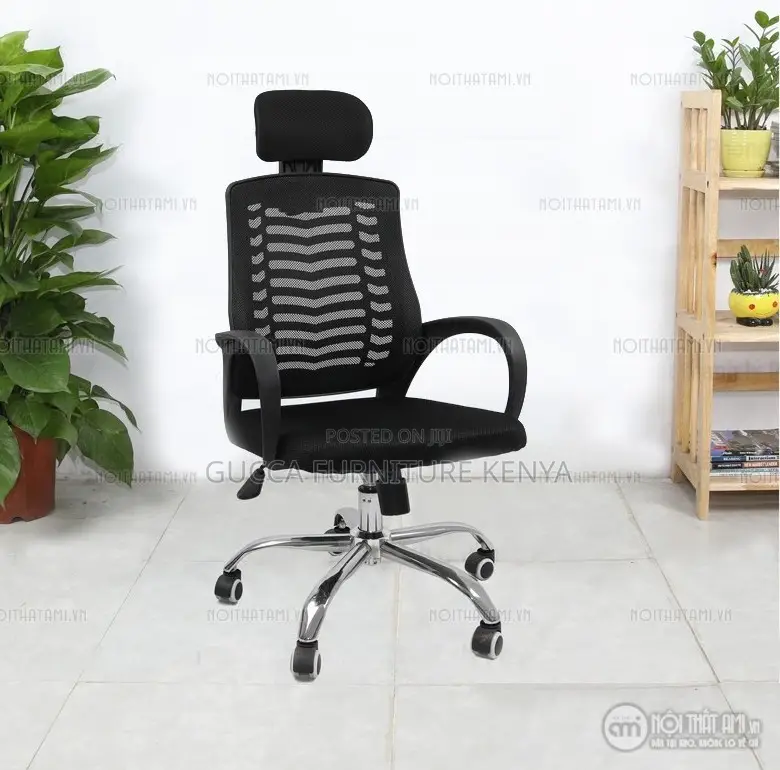 Office Chairs: Arfordable Black Headrest Mesh Swivel Chair