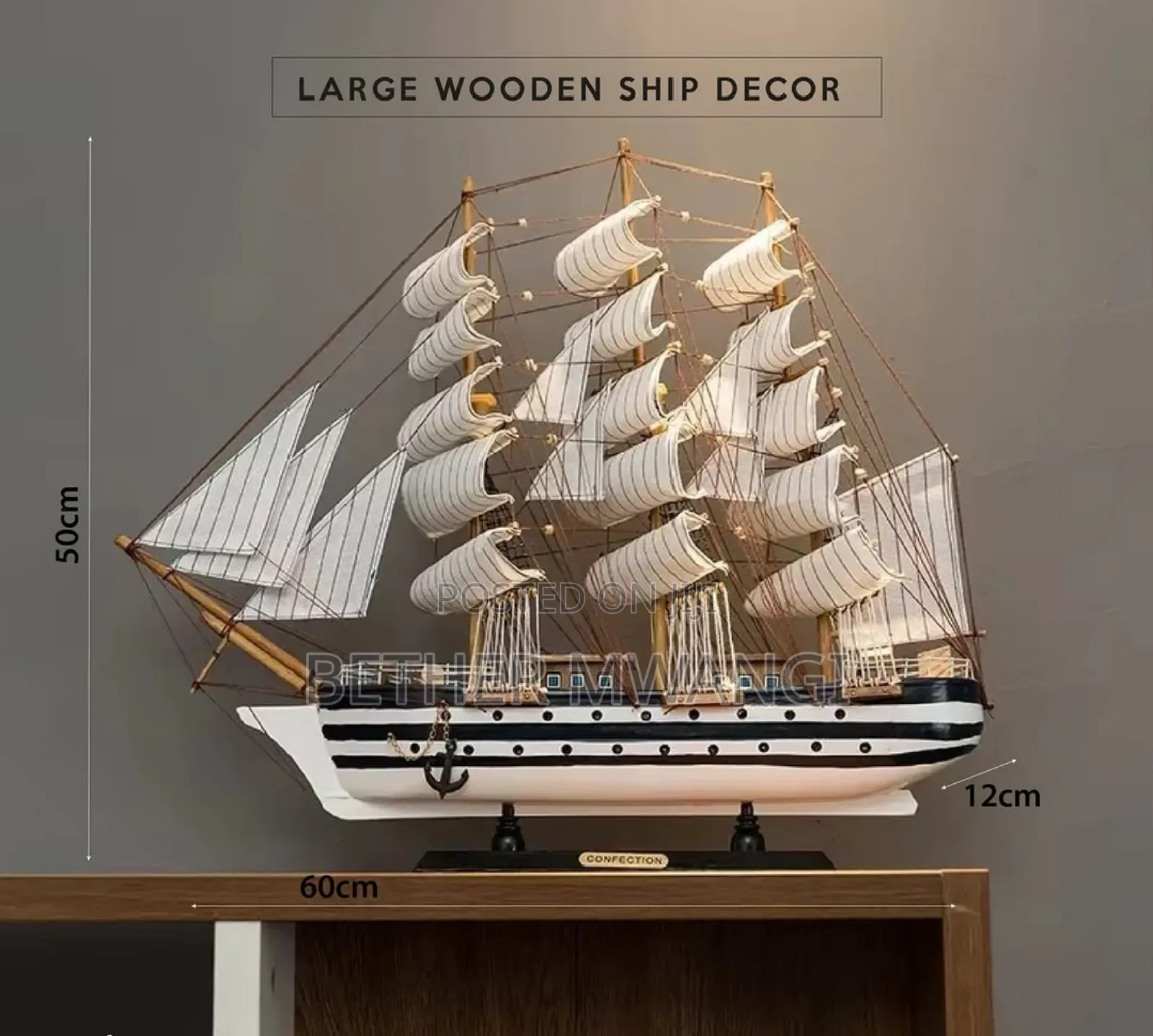 Wooden Mediterranean Sailboat Model in Kenya