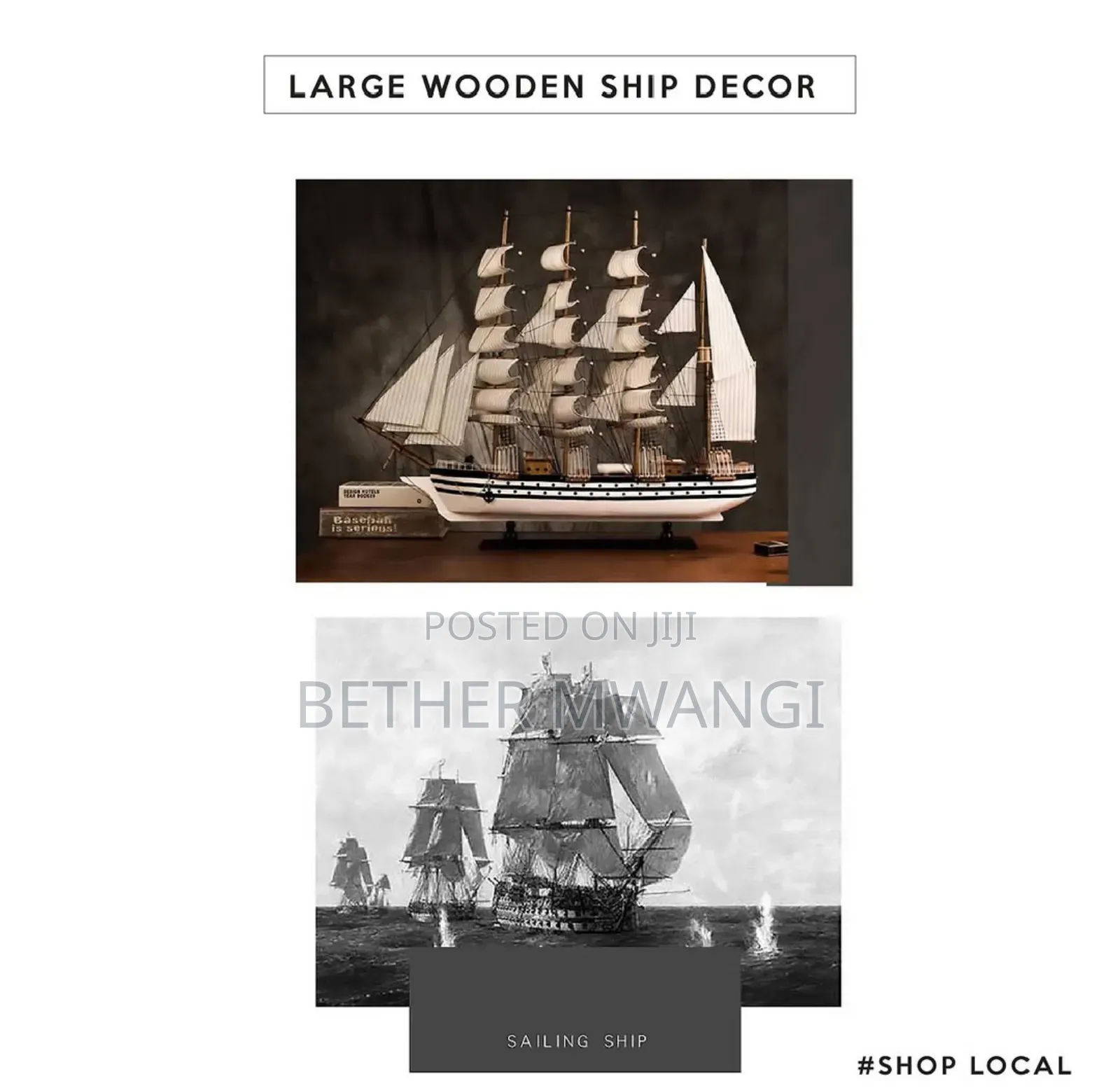 Wooden Mediterranean Sailboat Model in Kenya