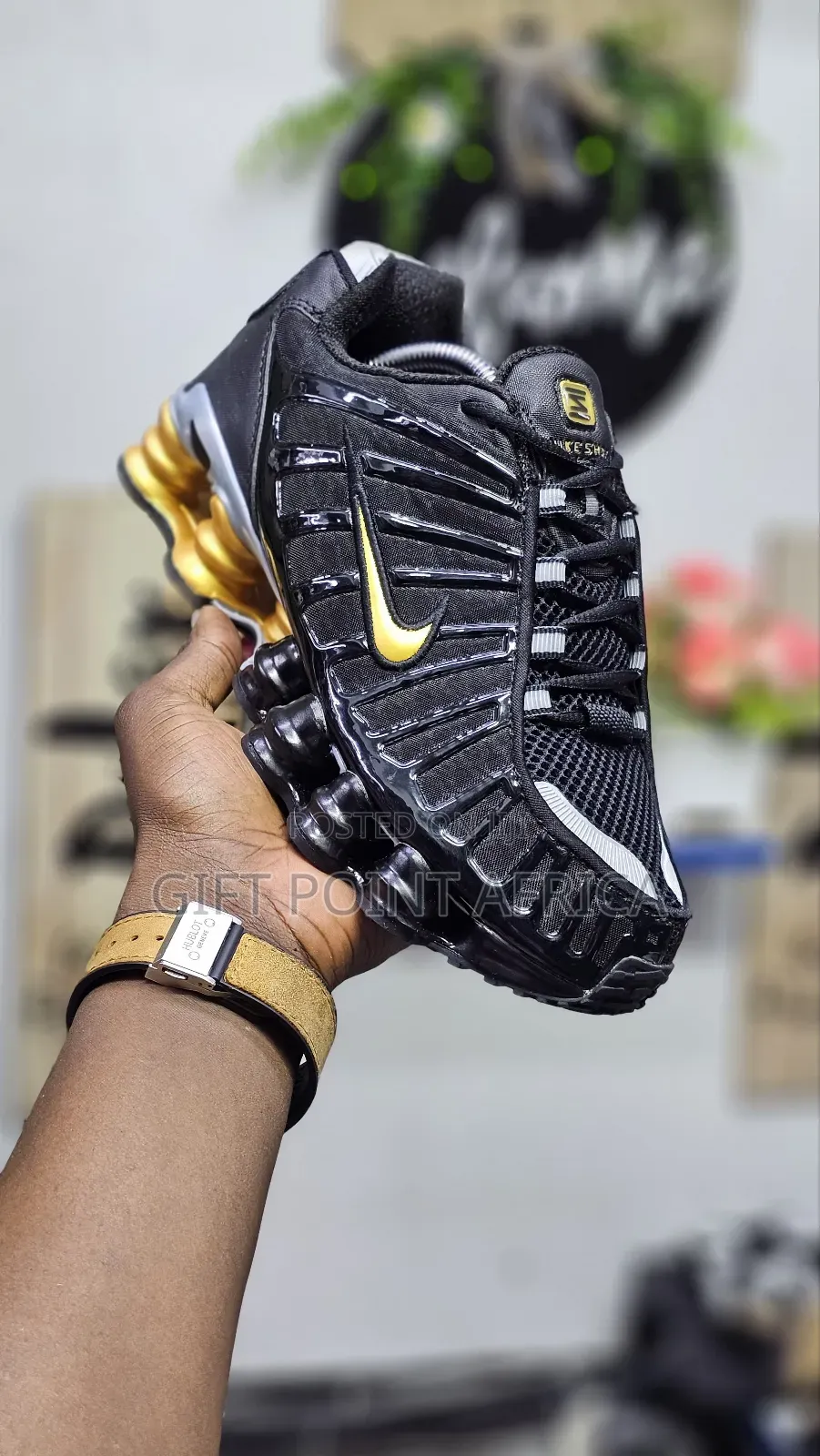 Black Gold Shock Sneakers for Men