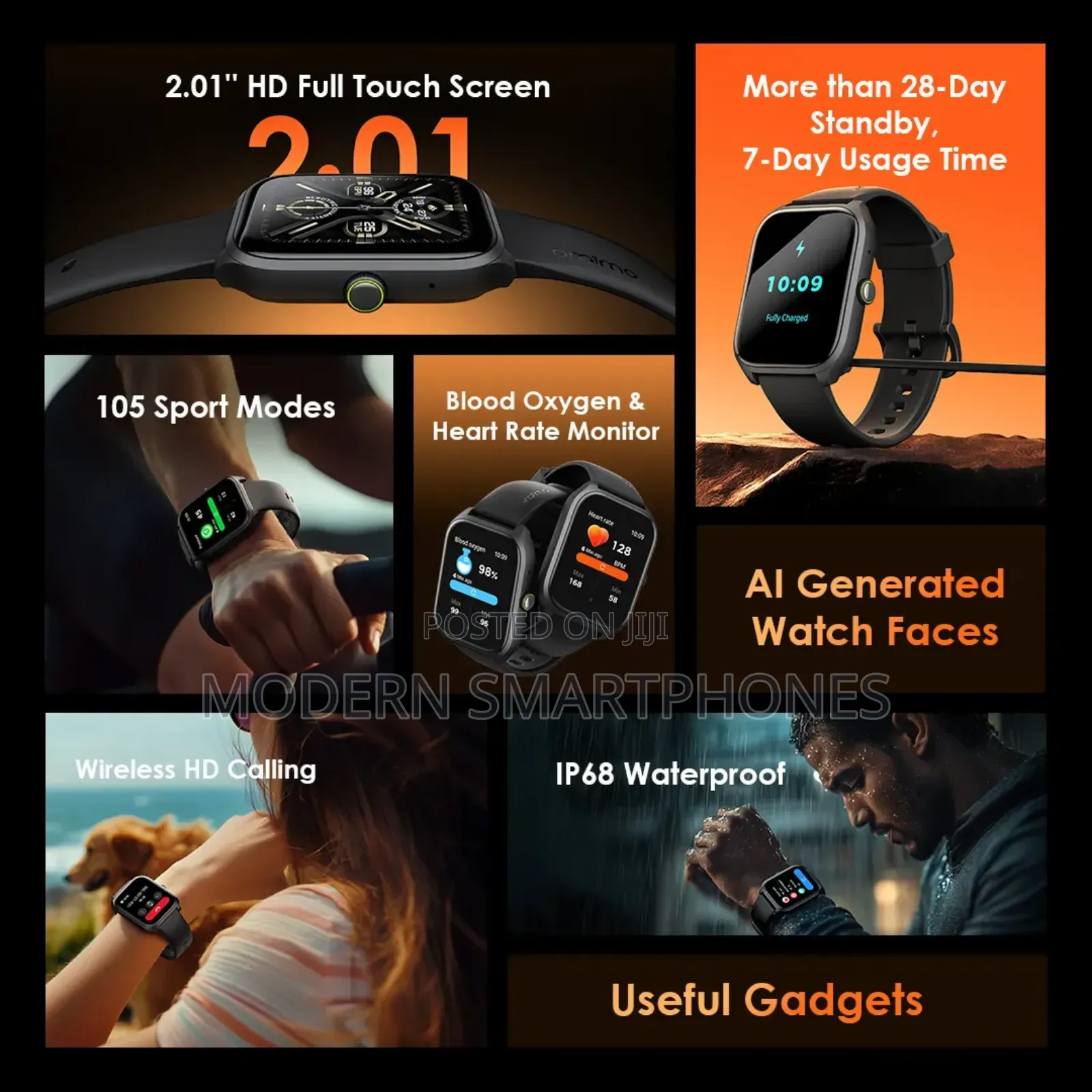 Oraimo Watch 5 Lite 2.01" Hd Ip68 Smart Watch