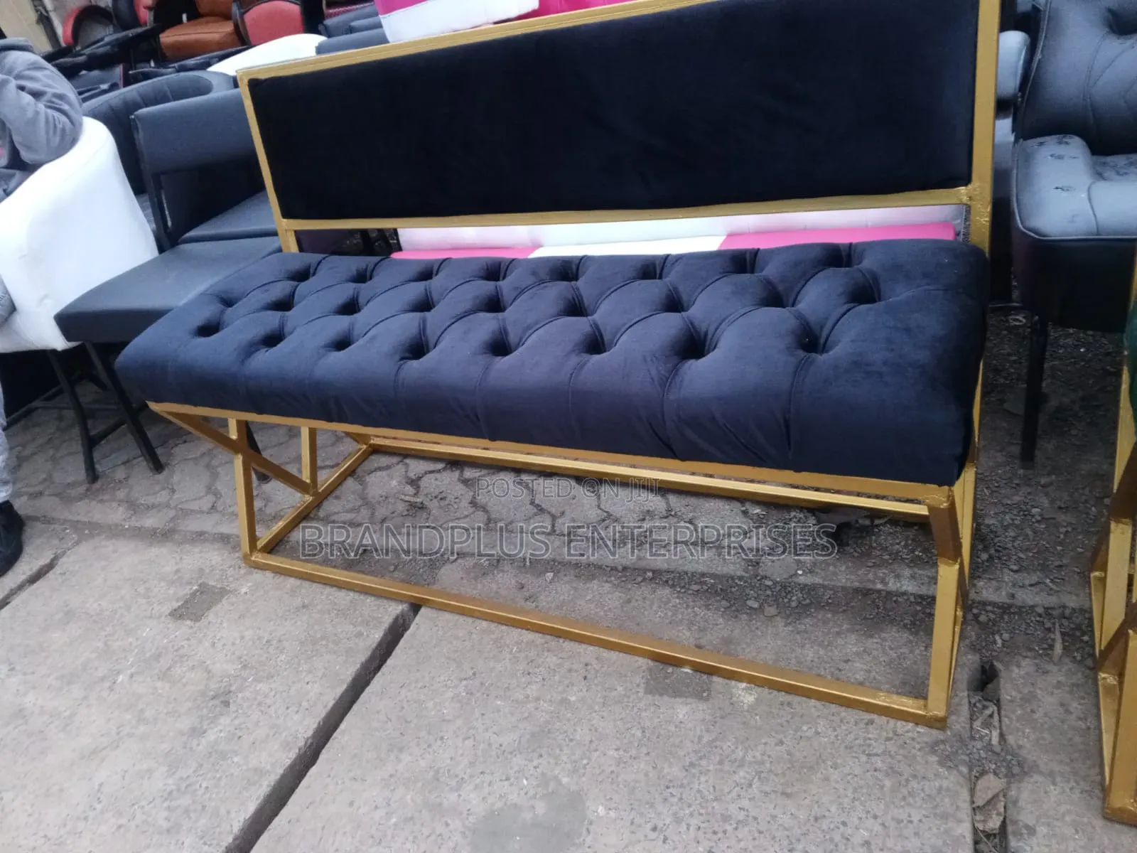 5ft Black Fabric Waiting Bench