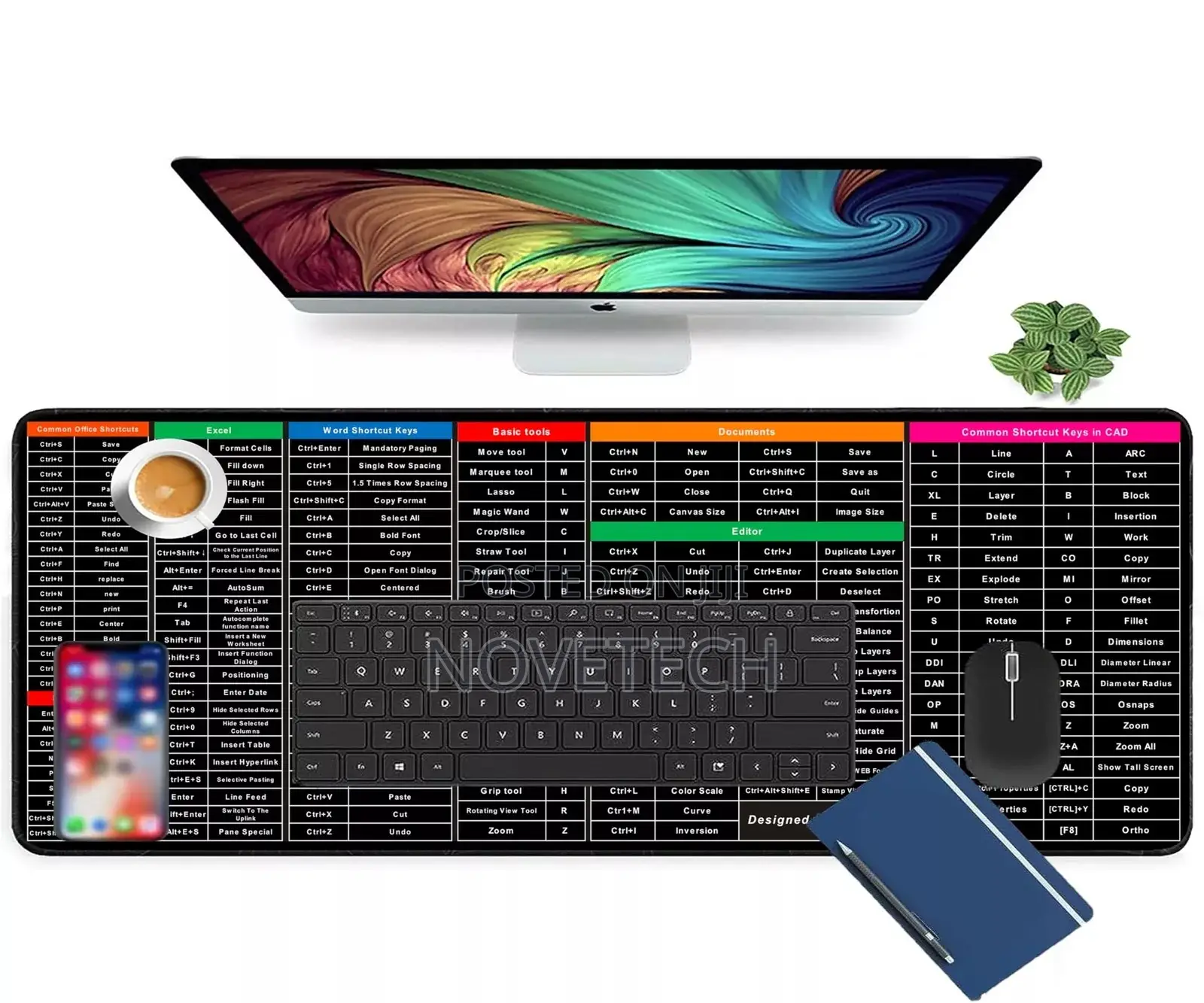 Large Mouse Pad Shortcut Keys Desk Pad Mat Non Slip Mousepad