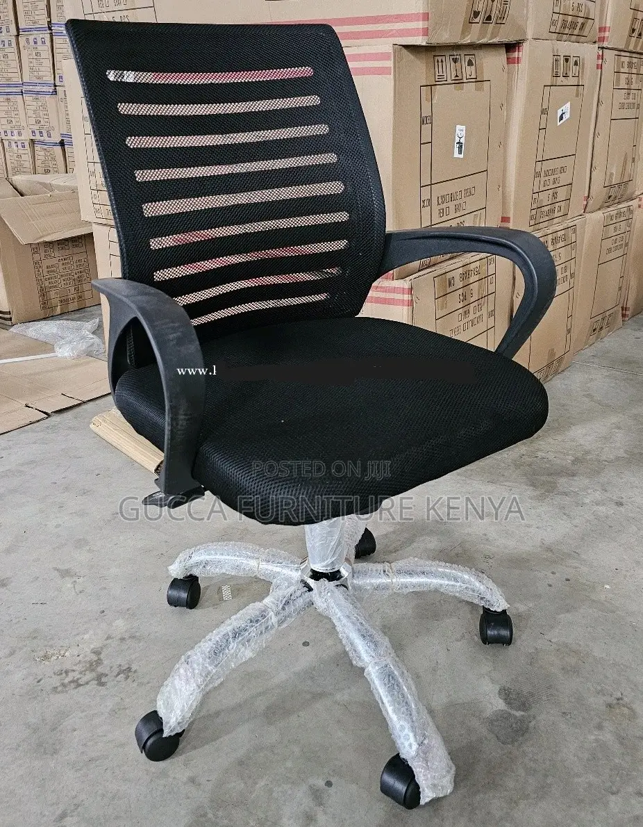 Office Chairs: Black Mid Back Strong Mesh Fixed Arm Chair