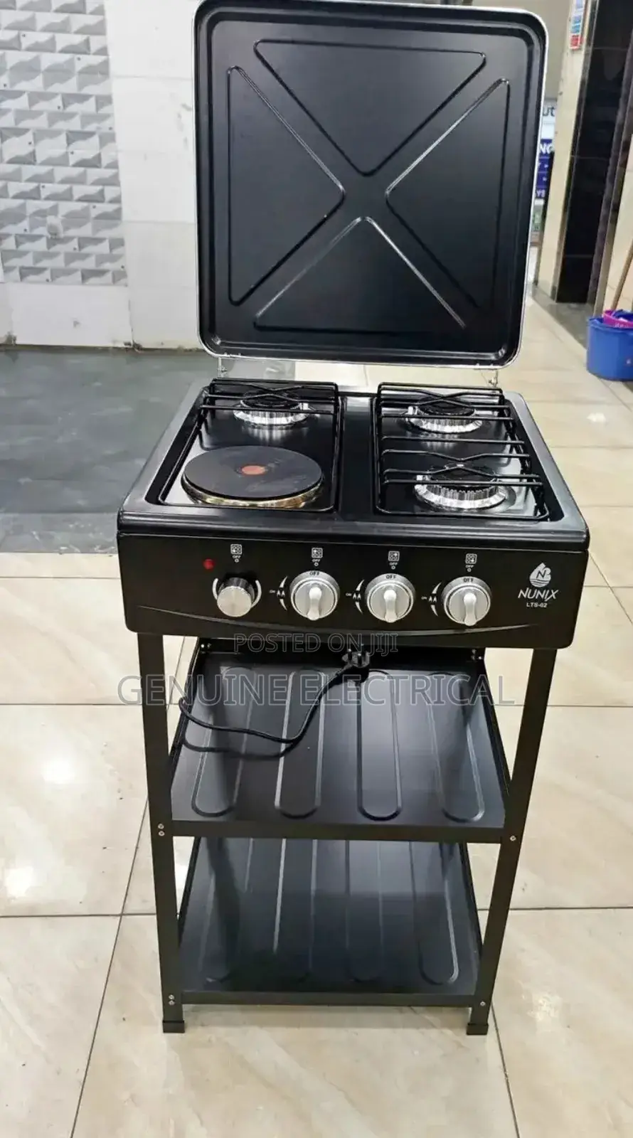 Nunix Cooker 3+1 Electric Plate Standing Cooker Plus Shelves
