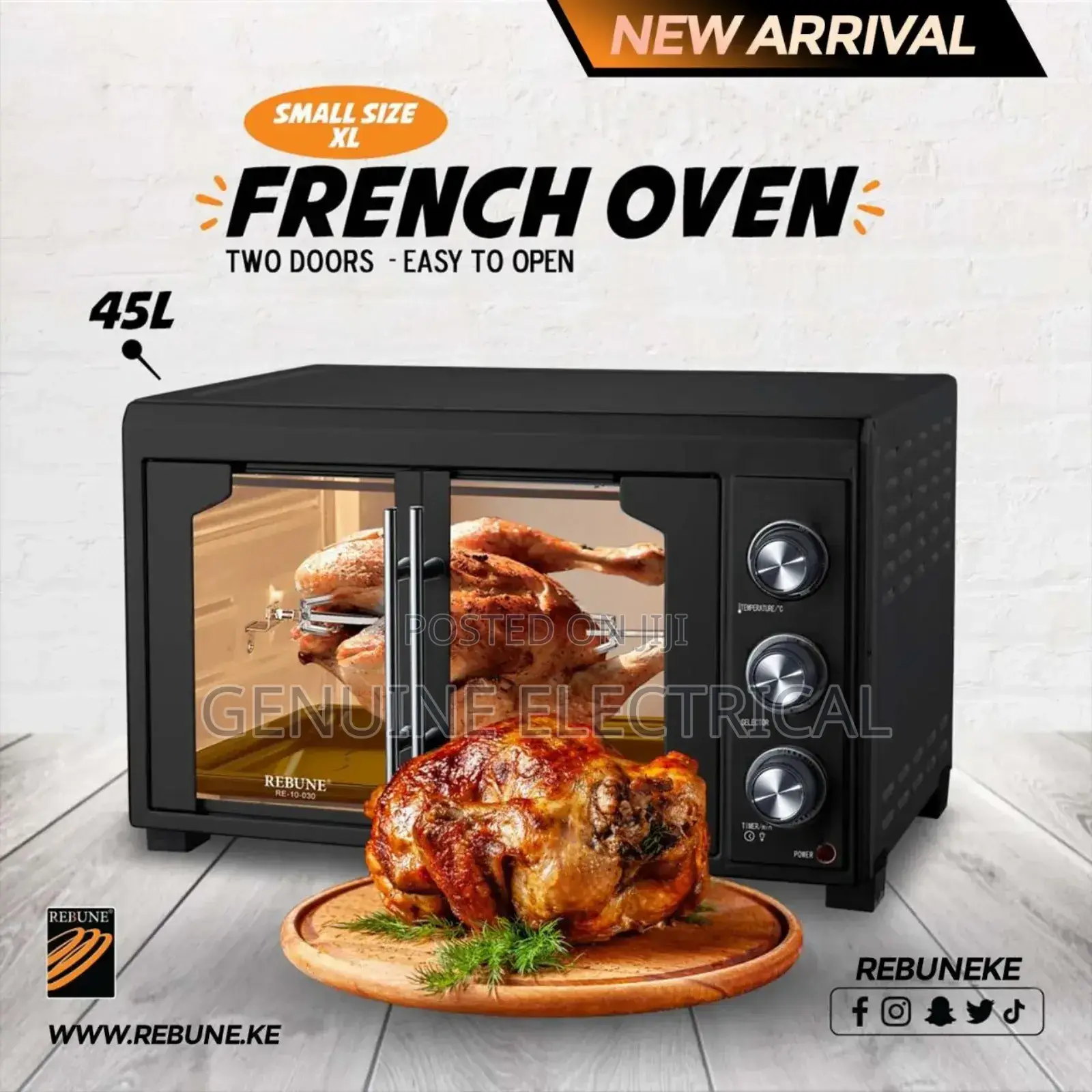 Rebune 45litres Double Door Oven