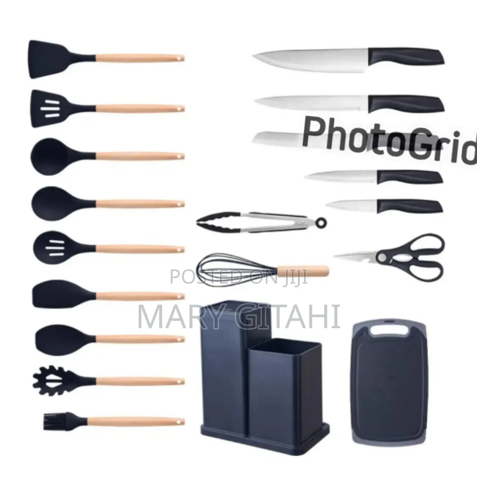 19pcs Cutlery Set With Silicon Spoon Set and Chopping Board at 