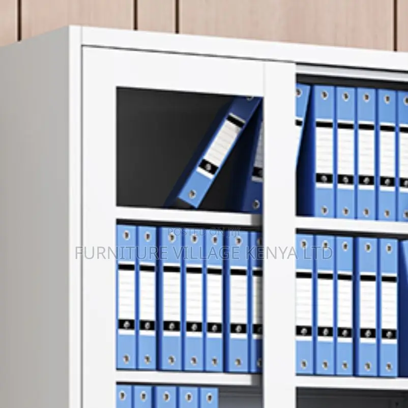 Cabinets; Two Door Full Glass Steel Office Storage Cabinet