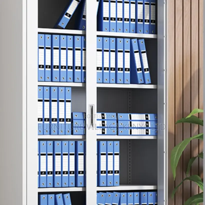 Cabinets; Two Door Full Glass Steel Office Storage Cabinet