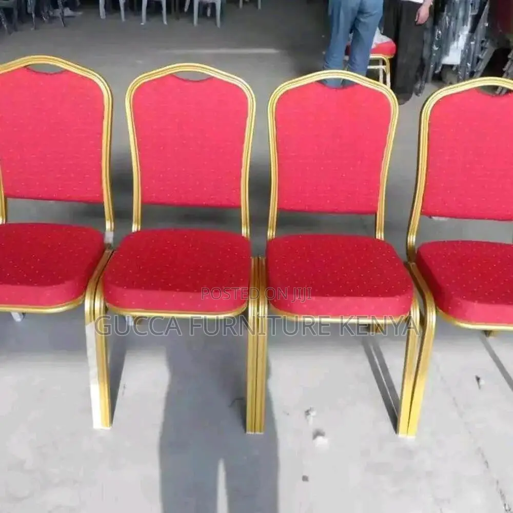 Office Chairs:Banquet Red Office Conference Seat Steel Frame