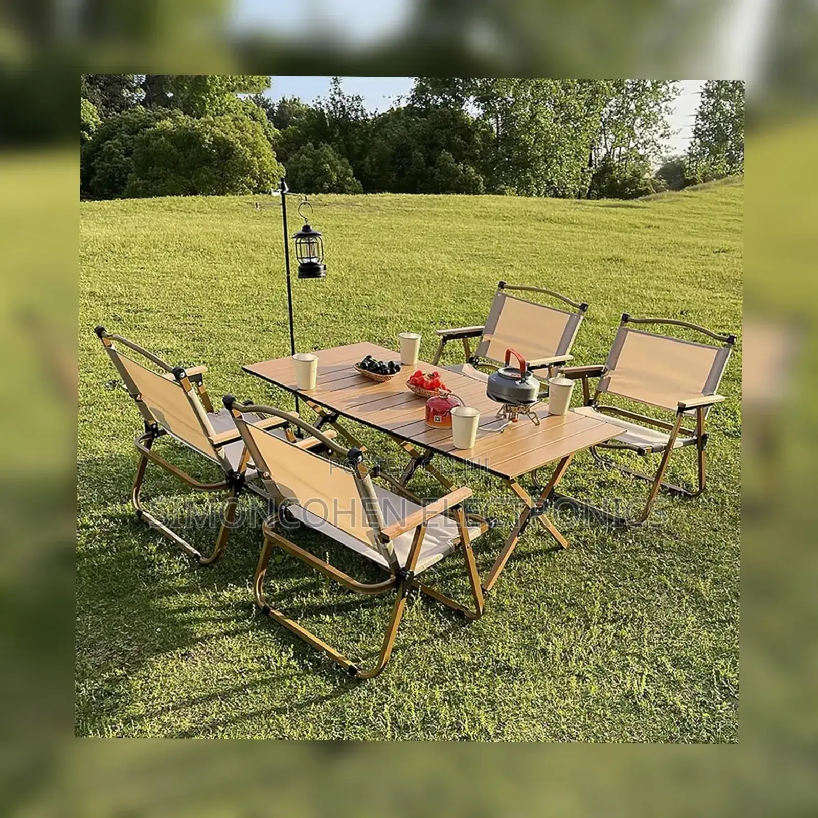 Foldable Camping Picnic Table With 4 Chairs and Storage Box