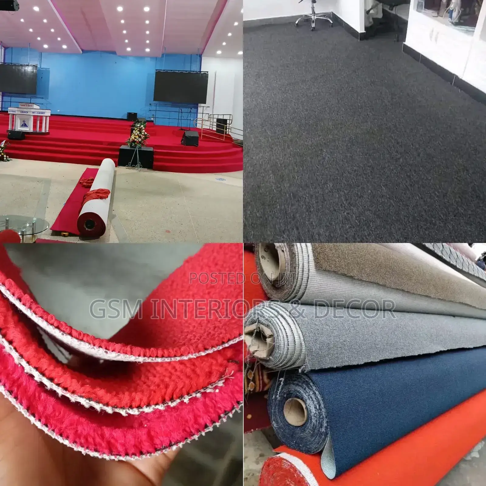 Red and Grey Office Carpets Wall to Wall Luxury