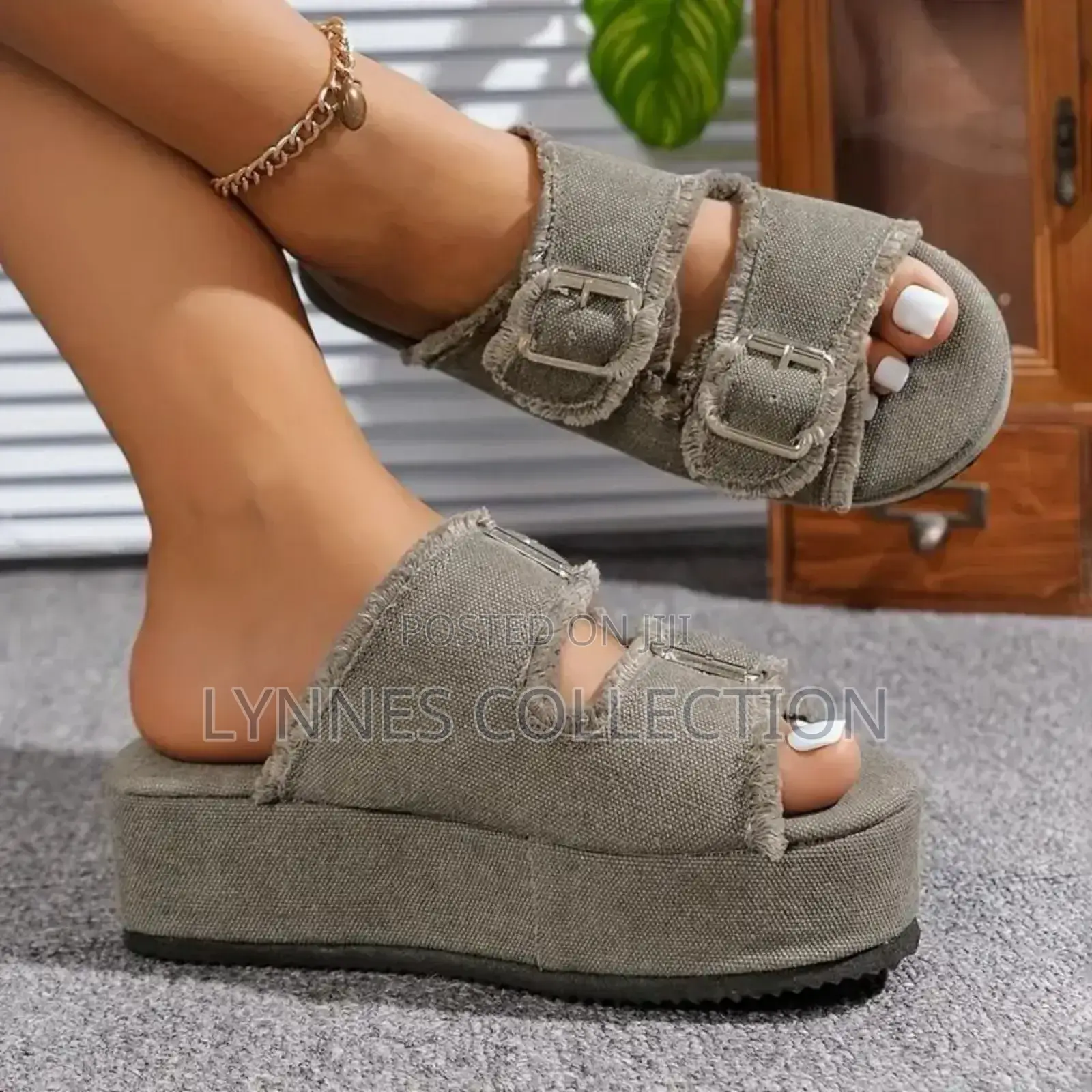 Denim Wedge Sandals