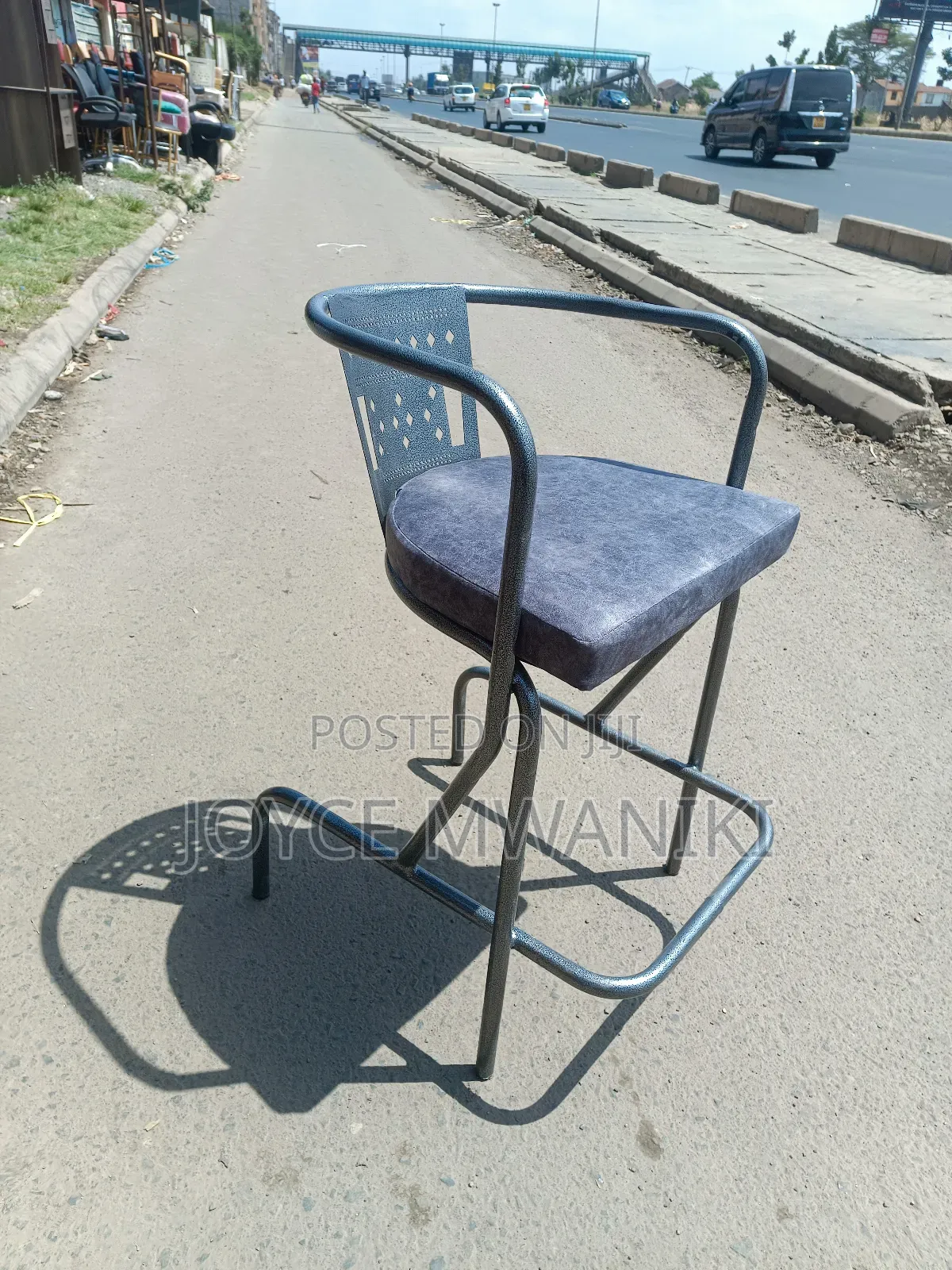 High Bar Laser Powder Coated Chair, Grey 