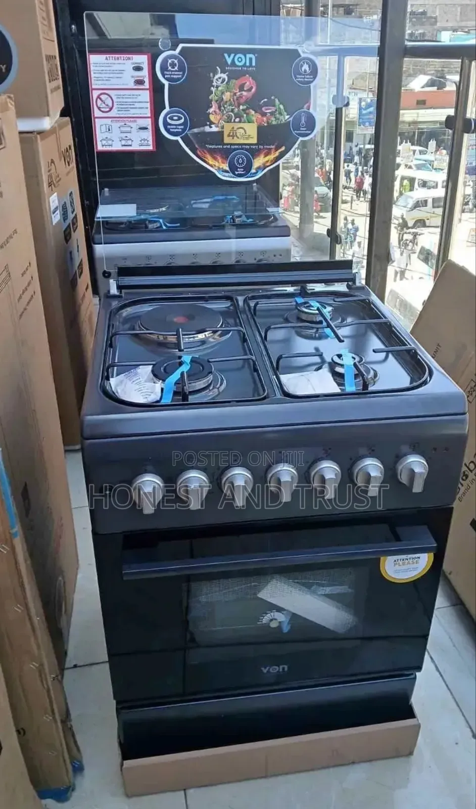 Von (Vcf61ffd) 58×58cm, 3-Gas+1-Electric Gas Cookers ;