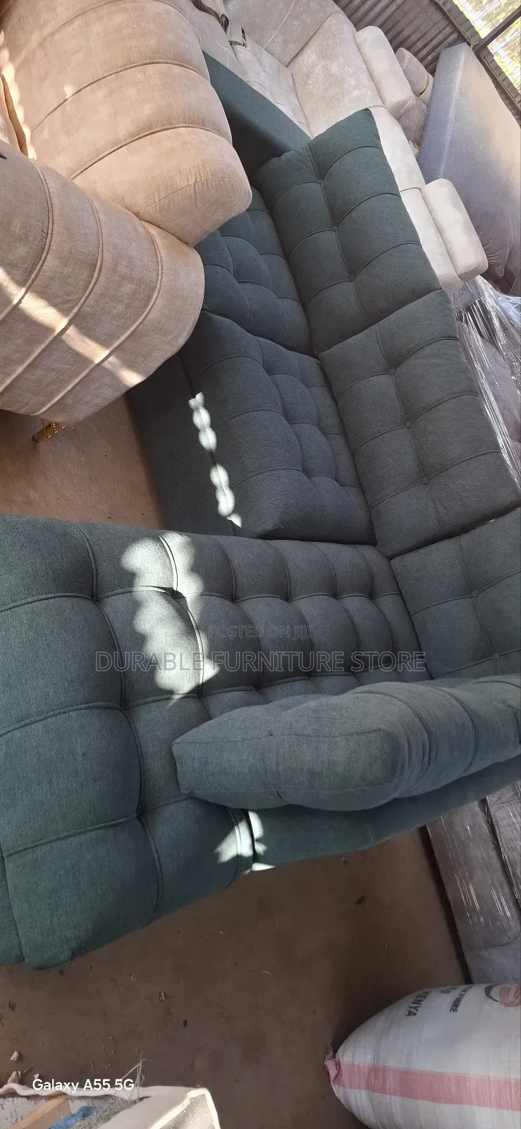 6 Seater Green Sofa