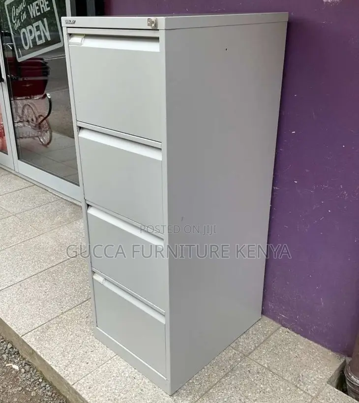 Cabinets: Office 4 Drawer Grey Filing Cabinet Steel Frame