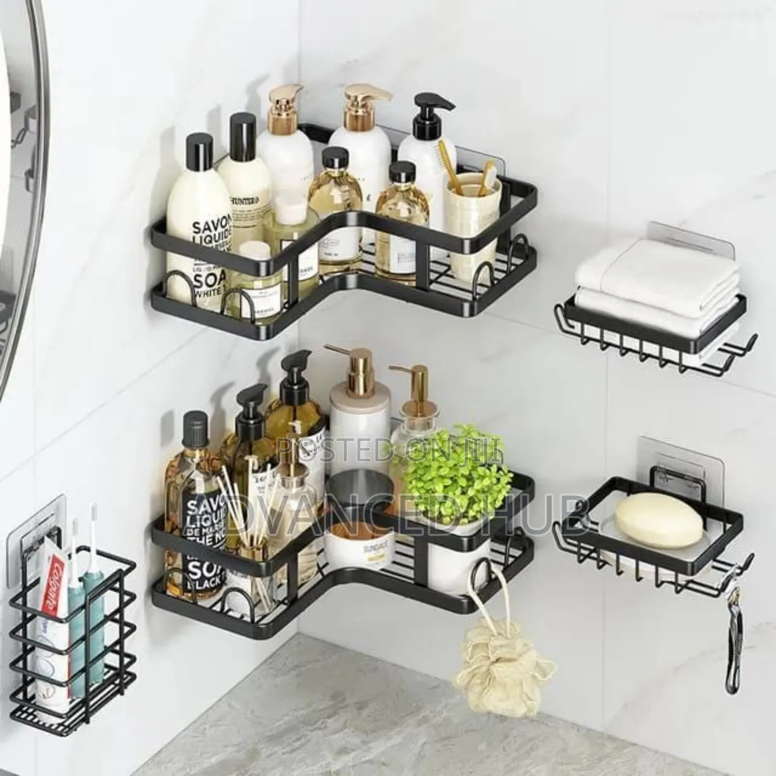 5pcs Set Trisngular Shower Caddy Shelf Multipurpose
