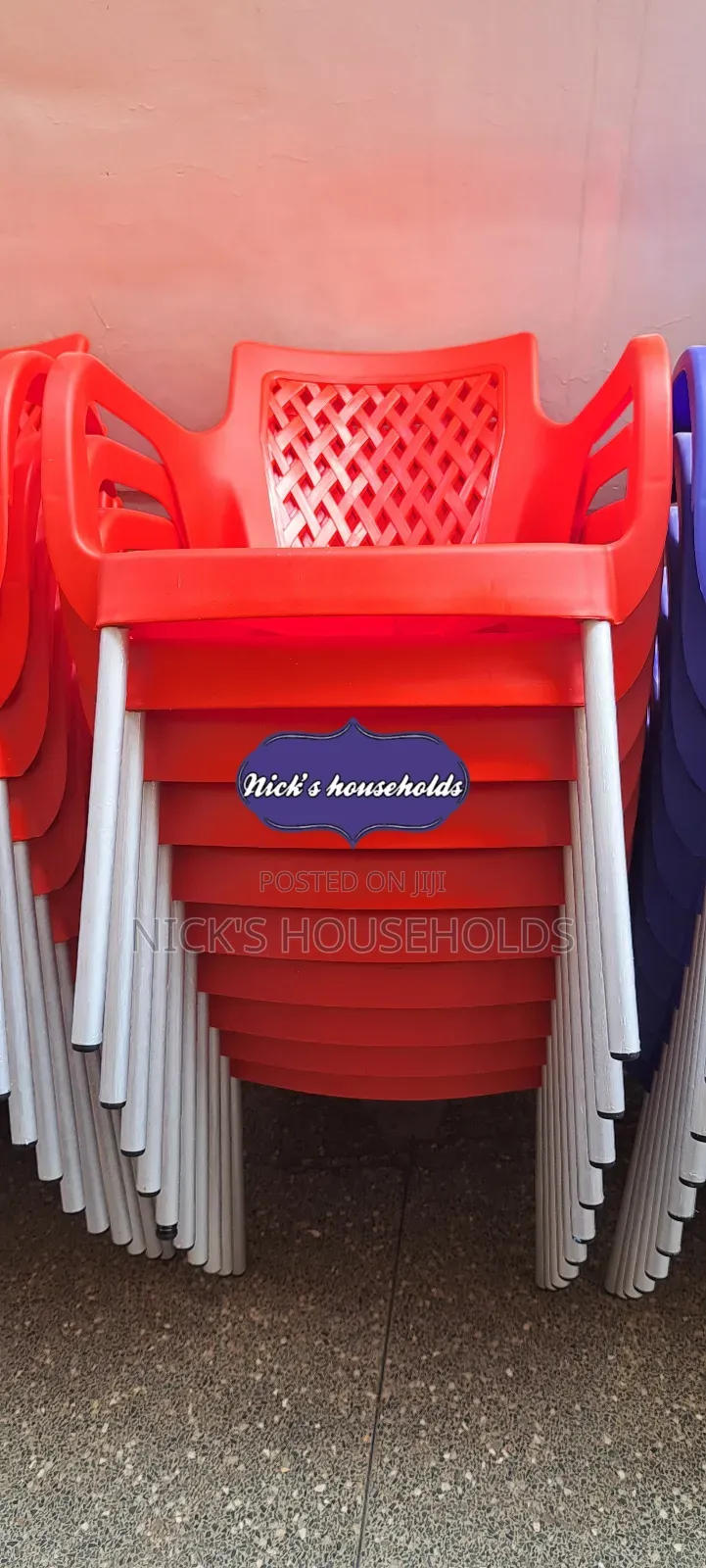 Red Chairs, Plastic Chair With Longlasting Metal Legs