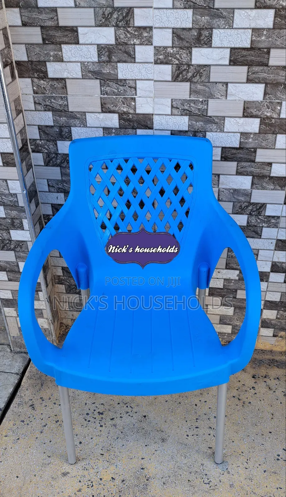 Sky Blue Plastic Chairs, Chairs With Durable Metal Legs
