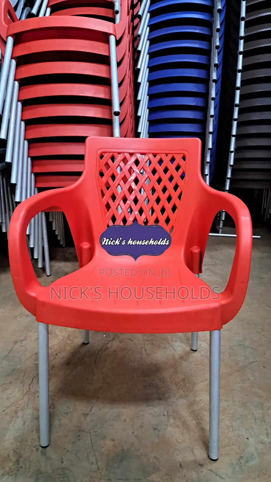 Red Plastic Chairs With Metal Tubing Legs Wholesale Prices