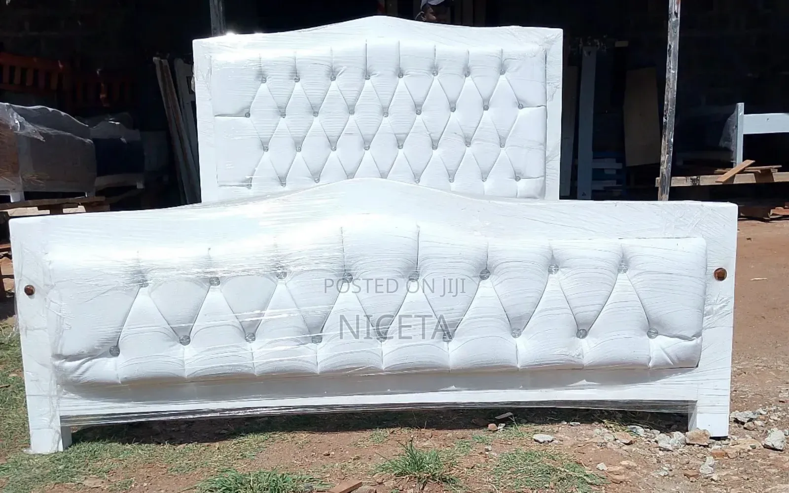 White Leather Mocket Bed 5by6
